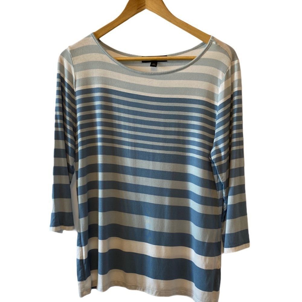 JESSICA Blue & White Striped 3/4 Sleeve Top M